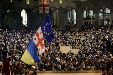 Tbilisi, Georgia - Durante la manifestazione del 29 ottobre 2024 (foto F. Baccini)