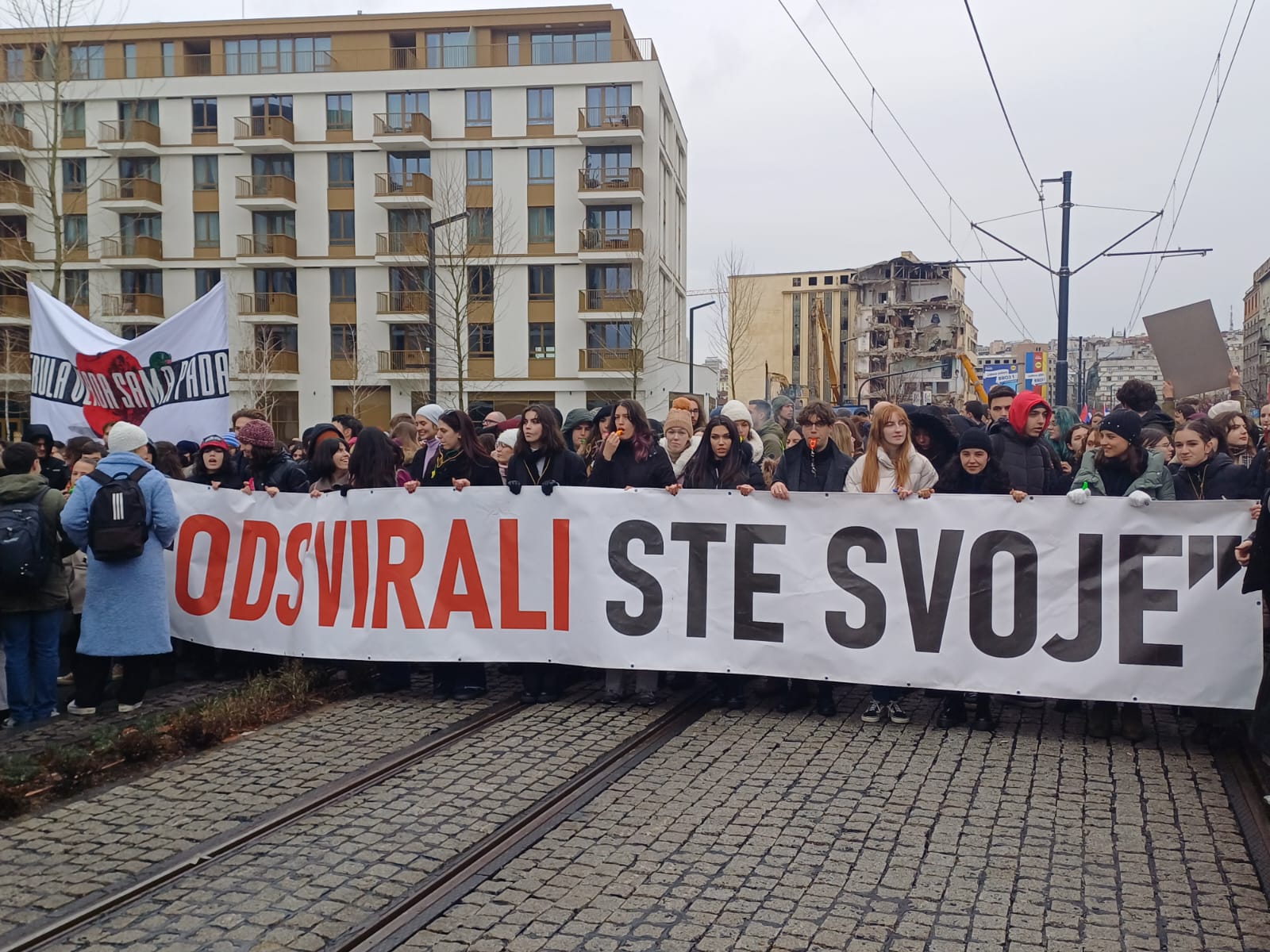 Durante le proteste studentesche in Serbia, gennaio 2025 (foto D. Nenadić)