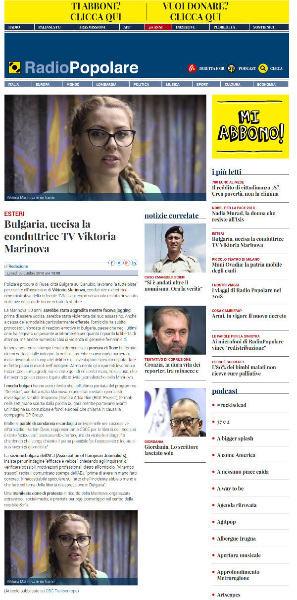 Screen Shot Ripubblicazione Dellarticolo Di Francesco Martino Bulgaria Uccisa La 6217