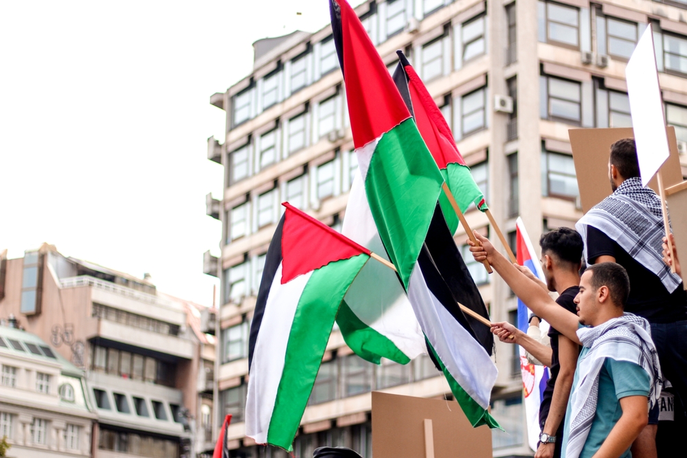 Belgrade, supporting Palestine © Nikola93/Shutterstock Belgrade, supporting Palestine © Nikola93/Shutterstock
